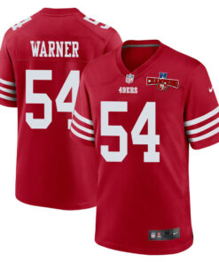 Fred Warner 54 San Francisco 49ers NFC Champions Patch Game Men Jersey - Scarlet JS5443 nicesnker