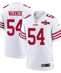 Fred Warner 54 San Francisco 49ers NFC Champions Patch Game Men Jersey - White JS2420 nicesnker