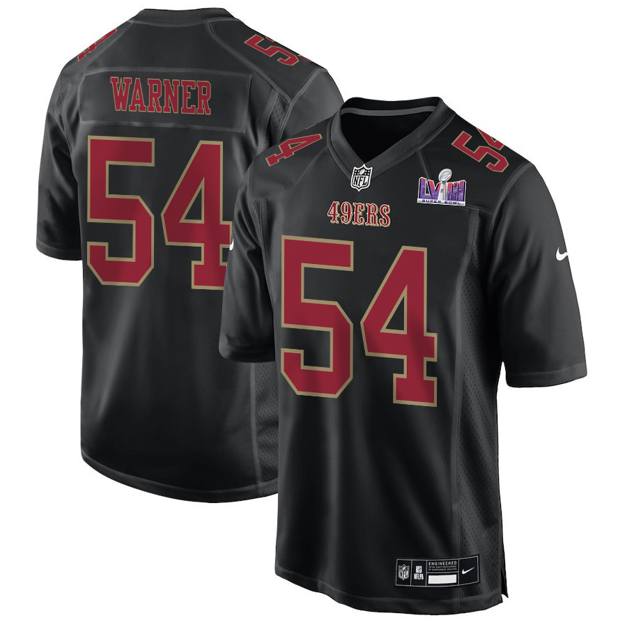 Fred Warner 54 San Francisco 49ers Super Bowl LVIII Patch Fashion Game Men Jersey - Carbon Black JS1881 nicesnker
