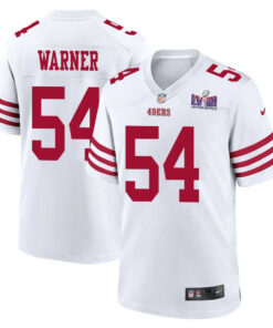 Fred Warner 54 San Francisco 49ers Super Bowl LVIII Patch Game Men Jersey - White JS9719 nicesnker