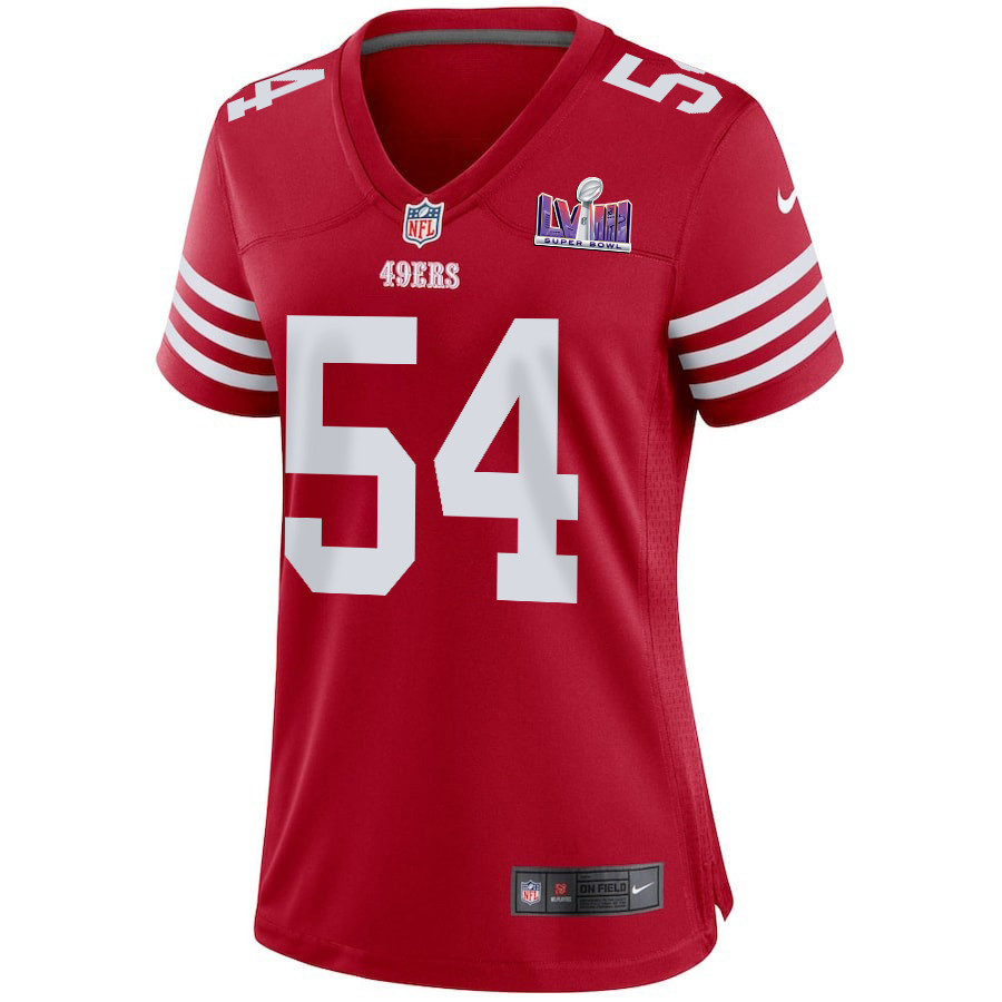 Fred Warner 54 San Francisco 49ers Super Bowl LVIII Patch Game Women Jersey - Scarlet JS2161 nicesnker - Image 2