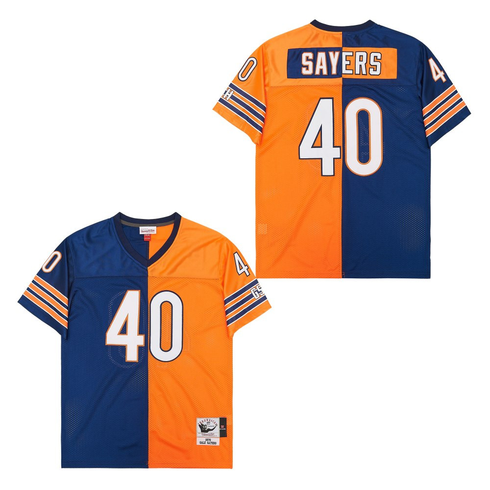 Gale Sayers 40 Chicago Bears Two-Toned Retro Throwback Men Jersey - Orange/Navy JS2410 nicesnker - Image 2