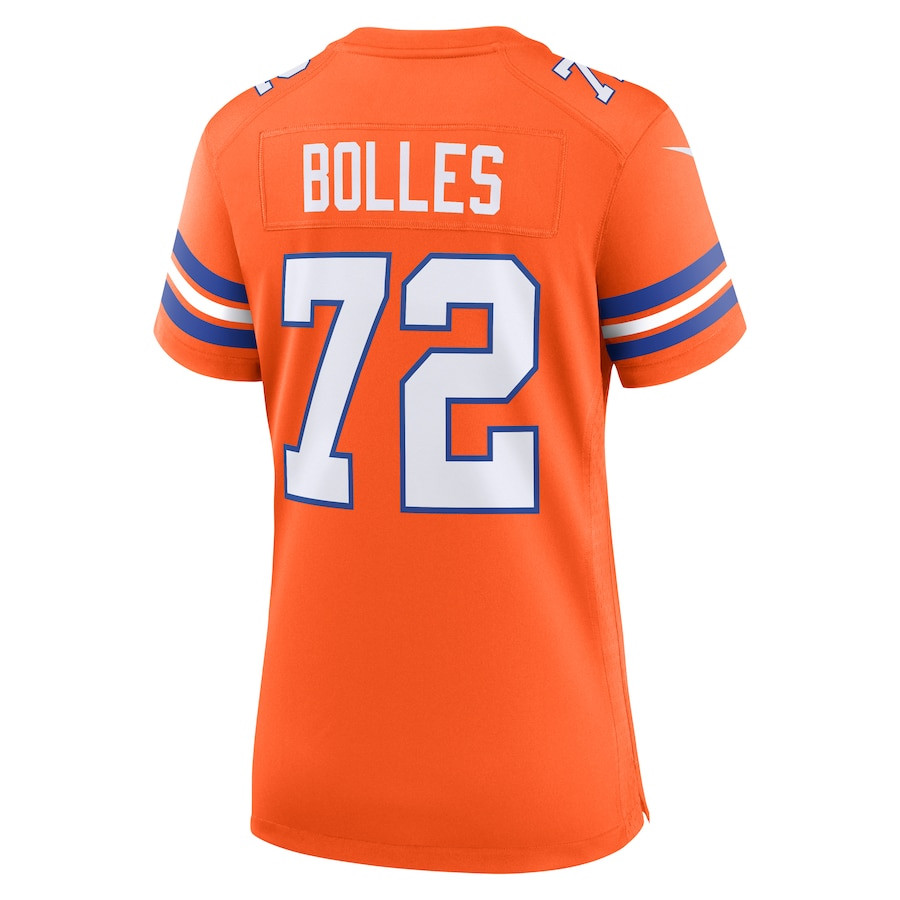 Garrett Bolles 72 Denver Broncos Women's Mile High Collection 1977 Throwback Player Game Jersey - Orange JS3836 nicesnker - Image 3