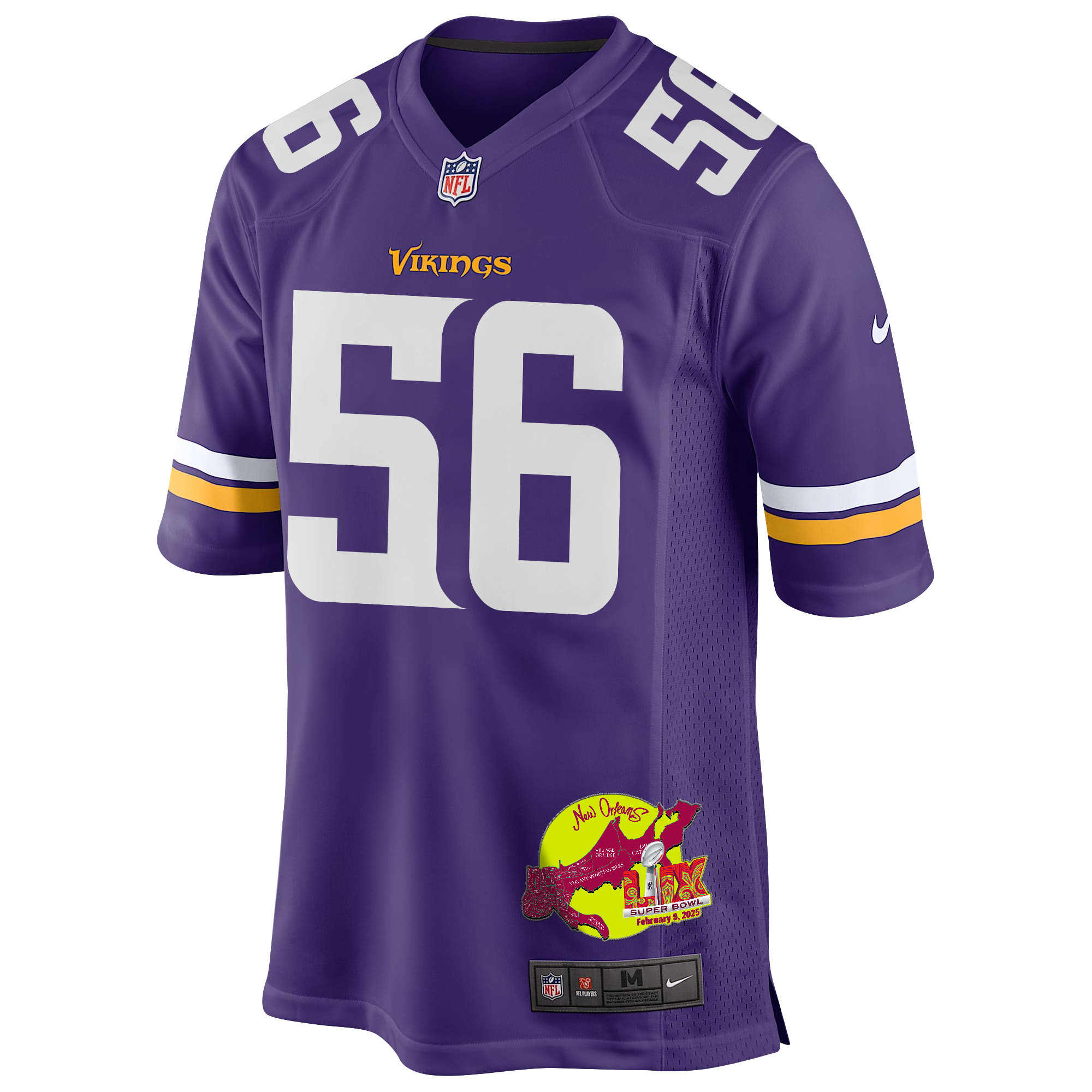 Garrett Bradbury 56 Minnesota Vikings Super Bowl LIX New Orleans Patch Game Men Jersey - Purple JS8741 nicesnker - Image 3