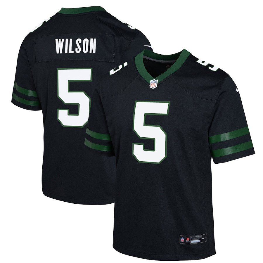 Garrett Wilson 5 New York Jets Alternate Game YOUTH Jersey - Legacy Black JS2435 nicesnker