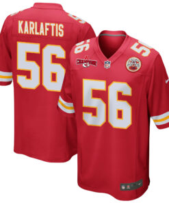 George Karlaftis 56 Kansas City Chiefs AFC Champions Patch Game Men Jersey - Red JS5902 nicesnker