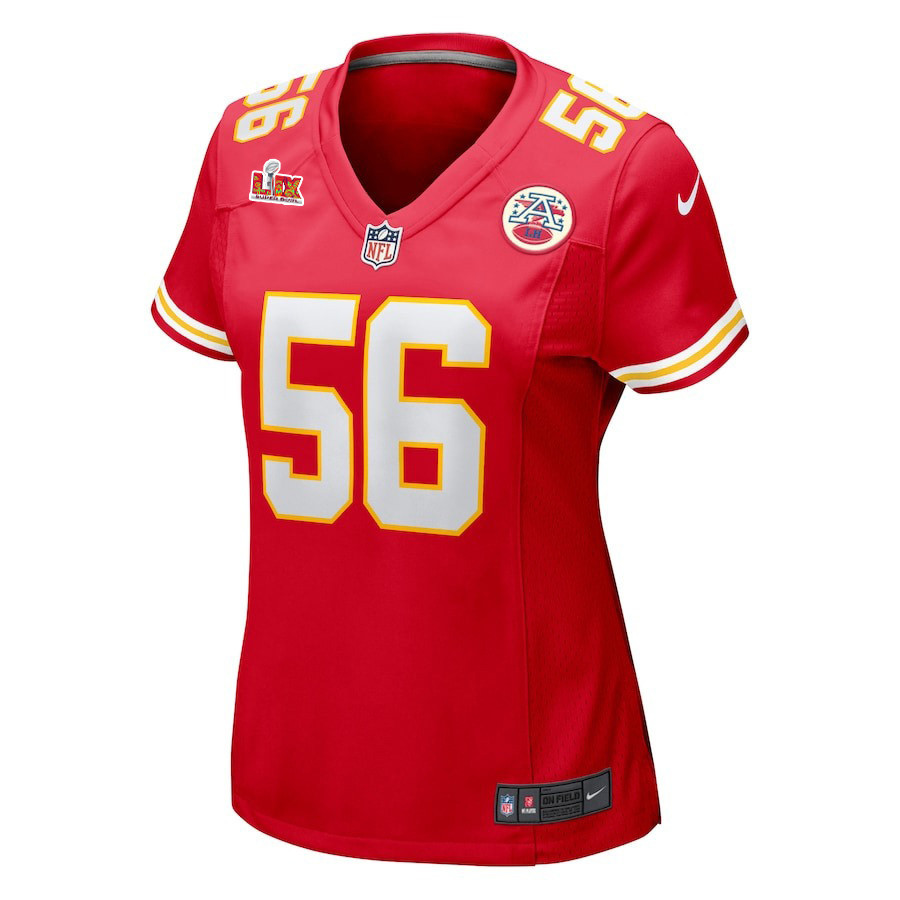 George Karlaftis #56 Kansas City Chiefs Super Bowl LIX Women's Jersey - Red JS8761 nicesnker - Image 2
