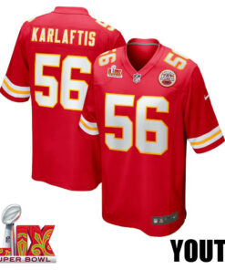 George Karlaftis #56 Kansas City Chiefs Super Bowl LIX YOUTH Jersey - Red JS4361 nicesnker