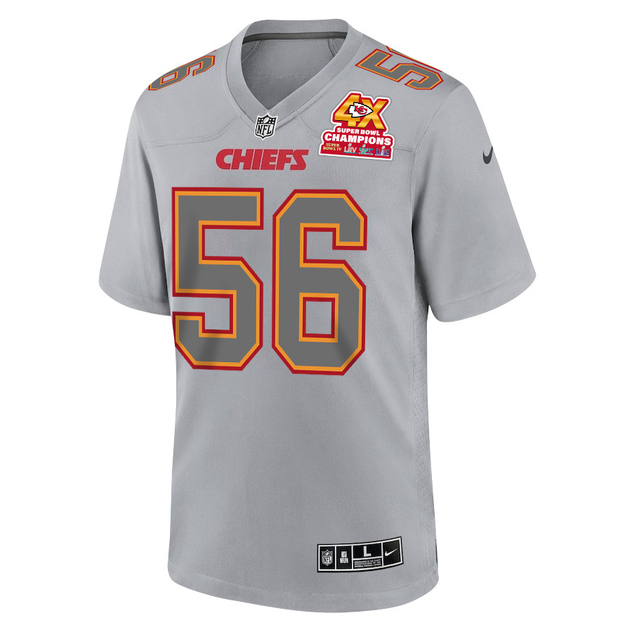 George Karlaftis 56 Kansas City Chiefs Super Bowl LVIII Champions 4X Atmosphere Fashion Game Men Jersey - Gray JS3785 nicesnker - Image 2