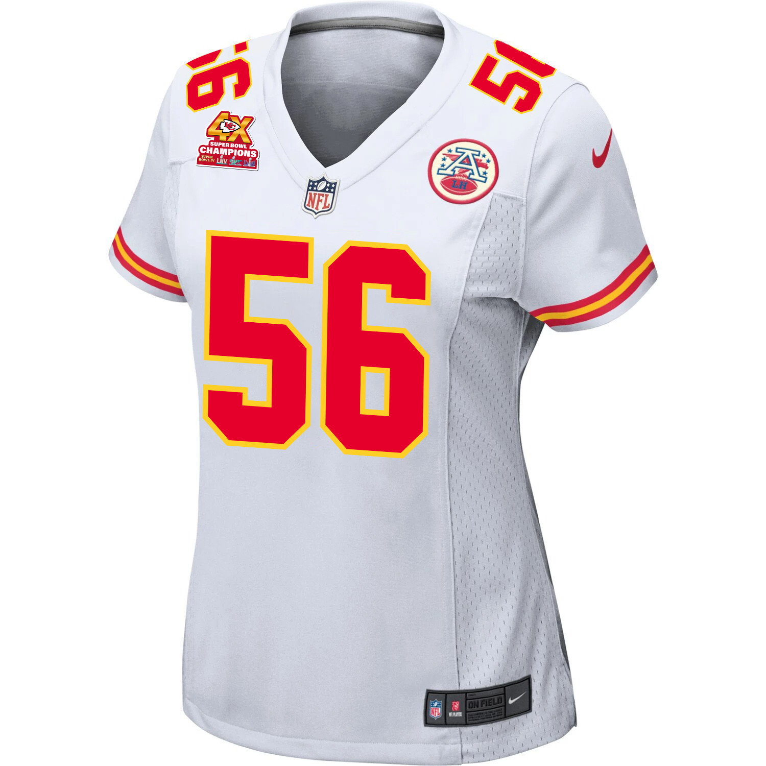 George Karlaftis 56 Kansas City Chiefs Super Bowl LVIII Champions 4X Game Women Jersey - White JS4441 nicesnker - Image 2