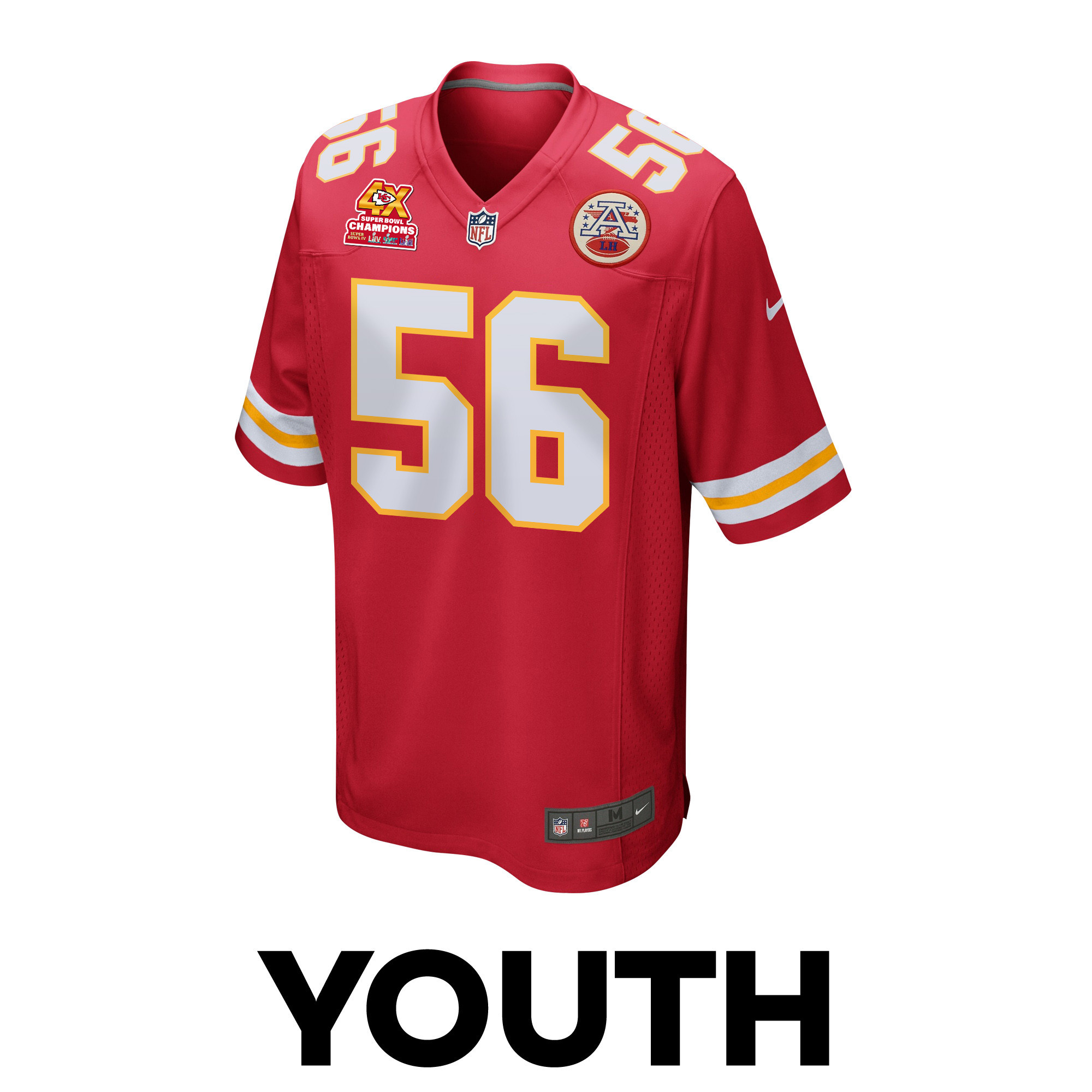 George Karlaftis 56 Kansas City Chiefs Super Bowl LVIII Champions 4X Game YOUTH Jersey - Red JS2845 nicesnker - Image 2