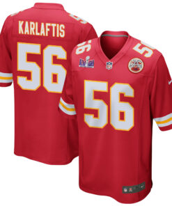 George Karlaftis 56 Kansas City Chiefs Super Bowl LVIII Patch Game Men Jersey - Red JS7766 nicesnker