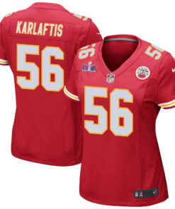 George Karlaftis 56 Kansas City Chiefs Super Bowl LVIII Patch Game Women Jersey - Red JS3419 nicesnker