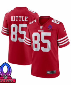 George Kittle 85 San Francisco 49ers 2025 Pro Bowl Patch Game Men Jersey - Scarlet JS4180 nicesnker