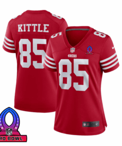 George Kittle 85 San Francisco 49ers 2025 Pro Bowl Patch Women Game Jersey - Scarlet JS6920 nicesnker