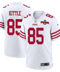 George Kittle 85 San Francisco 49ers NFC Champions Patch Game Men Jersey - White JS9219 nicesnker