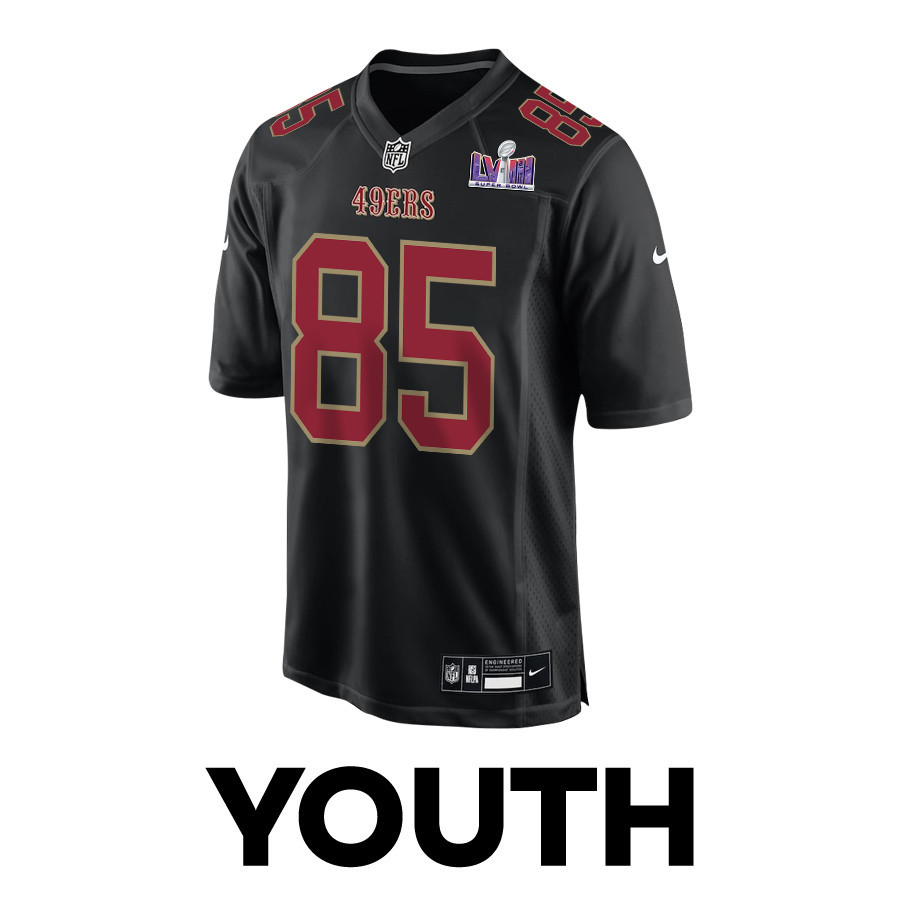 George Kittle 85 San Francisco 49ers Super Bowl LVIII Patch Fashion Game YOUTH Jersey - Carbon Black JS7071 nicesnker - Image 2