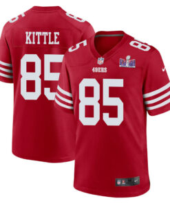 George Kittle 85 San Francisco 49ers Super Bowl LVIII Patch Game Men Jersey - Scarlet JS2059 nicesnker