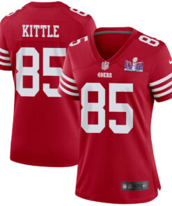 George Kittle 85 San Francisco 49ers Super Bowl LVIII Patch Game Women Jersey - Scarlet JS2034 nicesnker