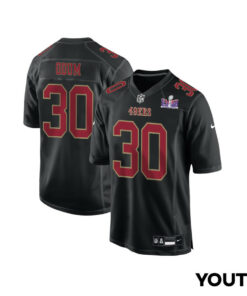 George Odum 30 San Francisco 49ers Super Bowl LVIII Patch Fashion Game YOUTH Jersey - Carbon Black JS2934 nicesnker