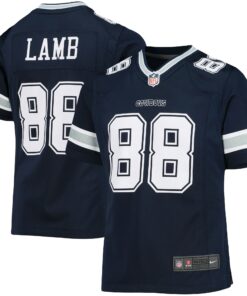 Girls Youth Dallas Cowboys CeeDee Lamb Navy Game Jersey JS7568 nicesnker