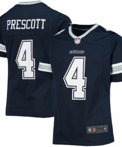 Girls Youth Dallas Cowboys Dak Prescott Navy Team Game Jersey JS9927 nicesnker