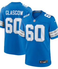 Graham Glasgow 60 Detroit Lions Team Game Men Jersey - Blue JS2879 nicesnker