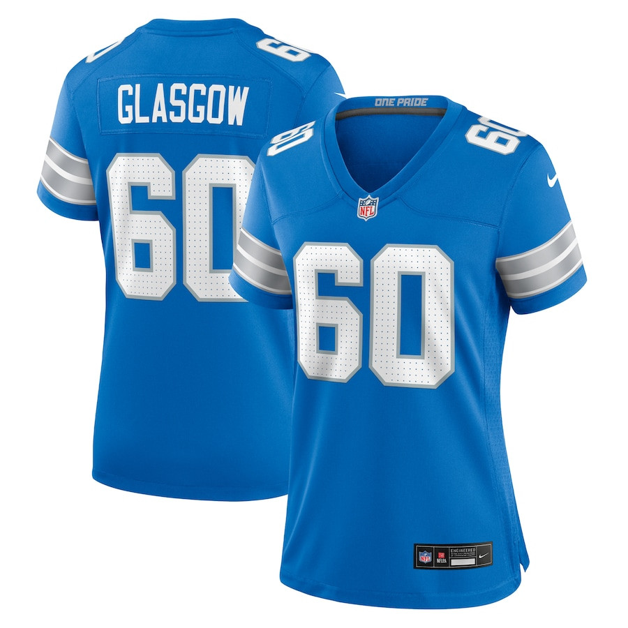 Graham Glasgow 60 Detroit Lions Women's Team Game Jersey - Blue JS2667 nicesnker