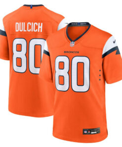 Greg Dulcich 80 Denver Broncos Team Game Men Jersey - Orange JS8196 nicesnker