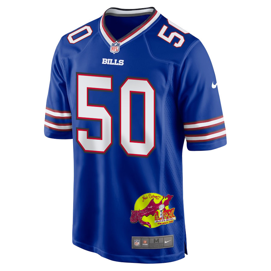 Greg Rousseau 50 Buffalo Bills Super Bowl LIX New Orleans Patch Game Men Jersey - Royal JS6257 nicesnker - Image 3