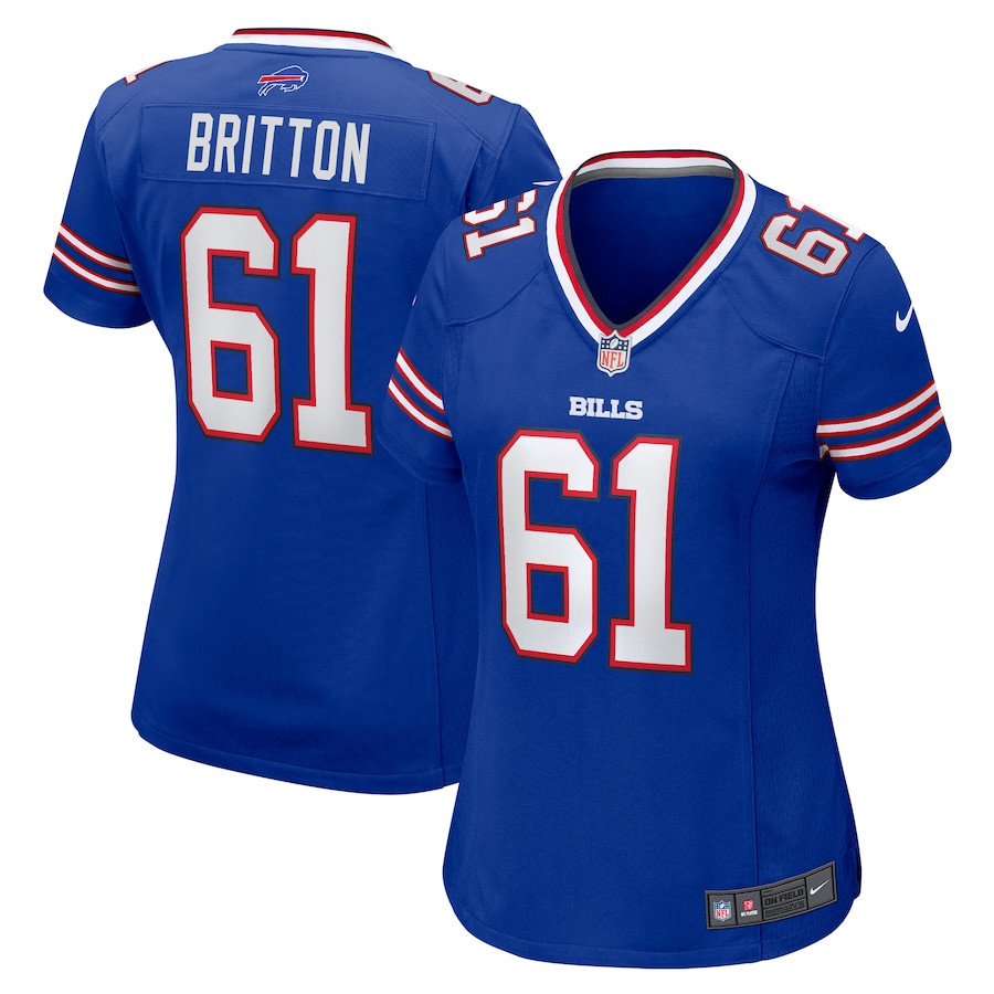 Gunner Britton 61 Buffalo Bills Women's Game Jersey - Royal JS8803 nicesnker