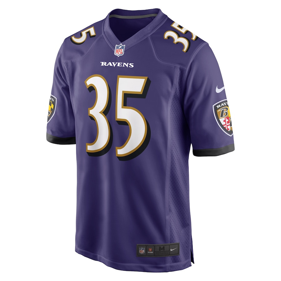 Gus Edwards 35 Baltimore Ravens Men Game Jersey - Purple JS8180 nicesnker - Image 2