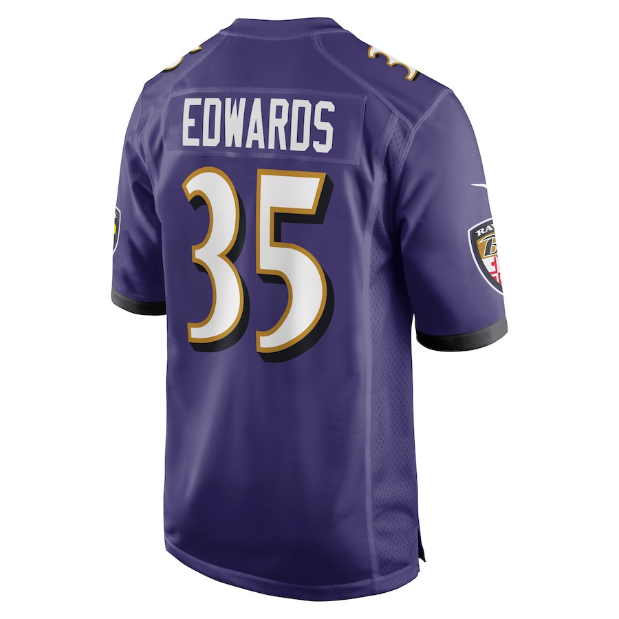 Gus Edwards 35 Baltimore Ravens Men Game Jersey - Purple JS8180 nicesnker - Image 3