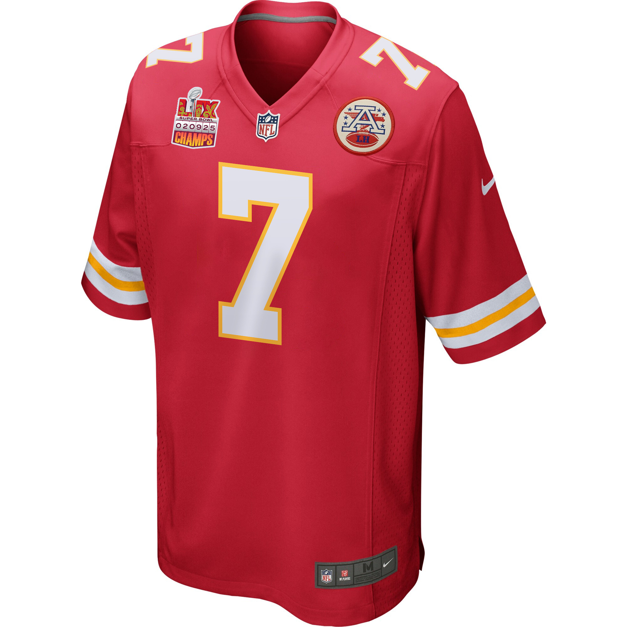 Harrison Butker 7 Kansas City Chiefs Super Bowl LIX Champions Patch Game Men Jersey - Red JS4361 nicesnker - Image 3