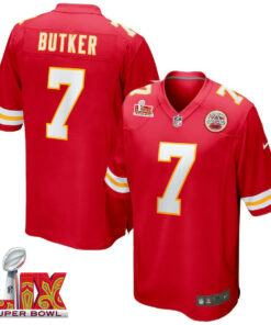 Harrison Butker #7 Kansas City Chiefs Super Bowl LIX Jersey - Men's - Red JS4765 nicesnker