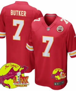 Harrison Butker 7 Kansas City Chiefs Super Bowl LIX New Orleans Patch Game Men Jersey - Red JS7788 nicesnker