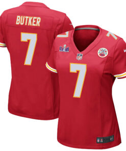 Harrison Butker 7 Kansas City Chiefs Super Bowl LVIII Patch Game Women Jersey - Red JS7917 nicesnker