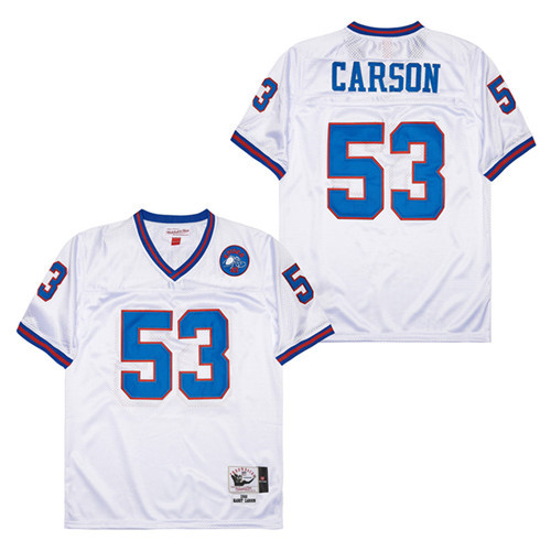 Harry Carson 53 New York Giants Spider Lockhart 43 Patch Throwback Men Jersey - White JS7628 nicesnker