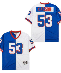 Harry Carson 53 New York Giants Two-Toned Throwback Men Jersey - Blue/White JS3072 nicesnker