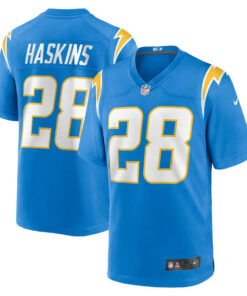 Hassan Haskins 28 Los Angeles Chargers Player Game Men Jersey - Powder Blue JS2130 nicesnker