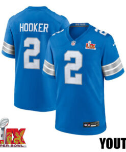 Hendon Hooker #2 Detroit Lions Super Bowl LIX YOUTH Jersey - Blue JS1179 nicesnker