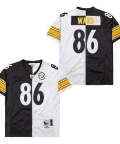 Hines Ward 86 Pittsburgh Steelers Two-Toned Retro Throwback Men Jersey - Black/White JS5095 nicesnker