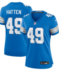 Hogan Hatten 49 Detroit Lions Women's Game Jersey - Blue JS1373 nicesnker