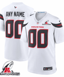 Houston Texans AFC Championship Patch Game Men Custom Jersey - White JS5067 nicesnker
