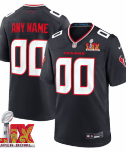 Houston Texans Super Bowl LIX Patch Game Men Custom Jersey - Navy JS3487 nicesnker