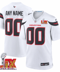Houston Texans Super Bowl LIX Patch Game Men Custom Jersey - White JS4867 nicesnker