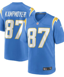 Hunter Kampmoyer 87 Los Angeles Chargers Team Game Men Jersey - Powder Blue JS9906 nicesnker