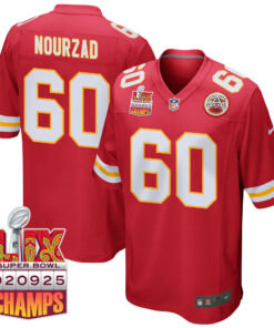 Hunter Nourzad 60 Kansas City Chiefs Super Bowl LIX Champions Patch Game Men Jersey - Red JS6618 nicesnker