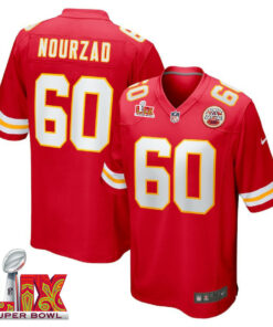 Hunter Nourzad #60 Kansas City Chiefs Super Bowl LIX Jersey - Men's - Red JS9132 nicesnker