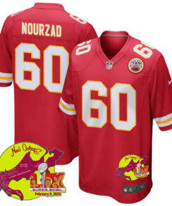 Hunter Nourzad 60 Kansas City Chiefs Super Bowl LIX New Orleans Patch Game Men Jersey - Red JS4103 nicesnker